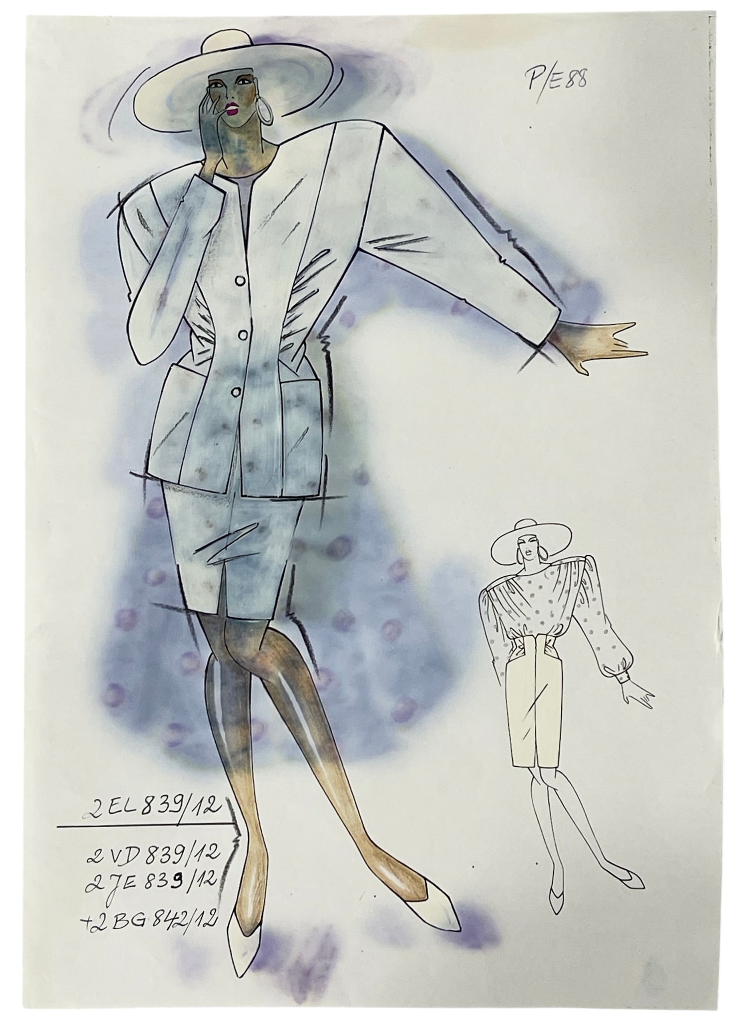 Christian Dior | Original Designer Sketch | One of a Kind Artwork: Christian Dior | Original Designer Sketch | One of a Kind Artwork