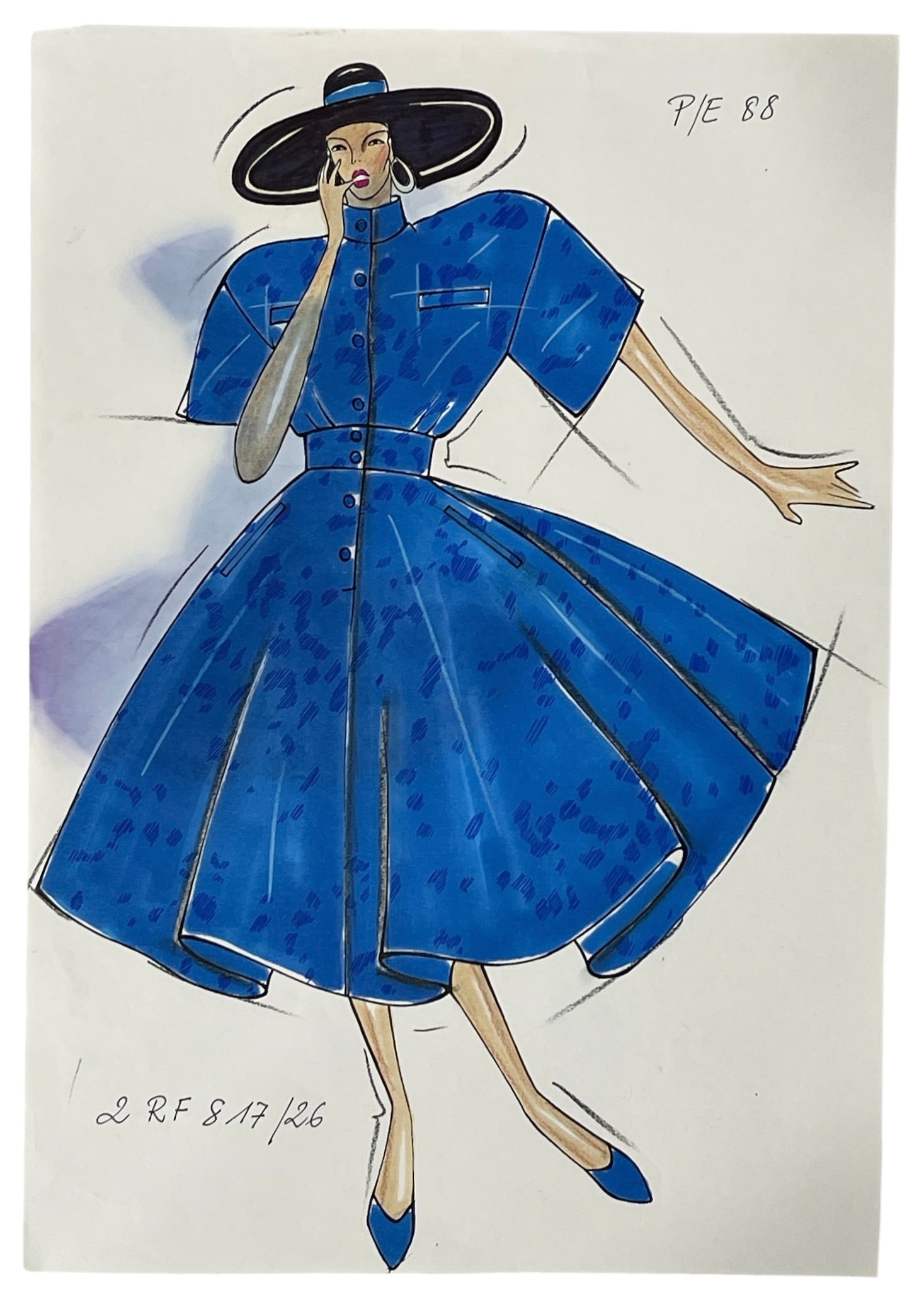 Christian Dior | Original Designer Sketch | One of a Kind Artwork: Christian Dior | Original Designer Sketch | One of a Kind Artwork