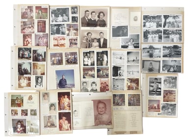 Vintage Photo Album Pages with Photos and Documents