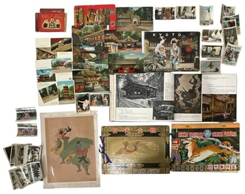 Vintage Asian Books and Postcard Collection