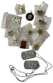 Military Pin and Dog Tag Collection