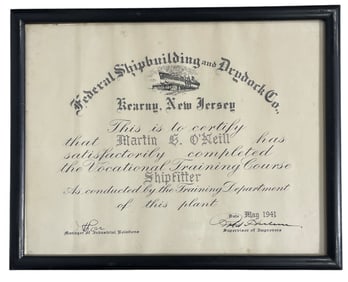 Martin O. Neill | Federal Shipbuilding and Drgdork Co. Certify