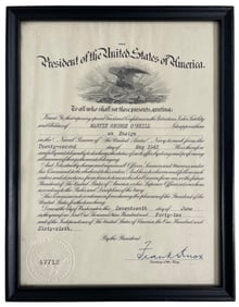 Martin George O Neill Presidential Appointment Certificate | US Navy Ensign