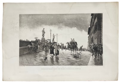 The Bridge Of The Holy Trinity Over The Arno At Florence On A Stormy Day Print