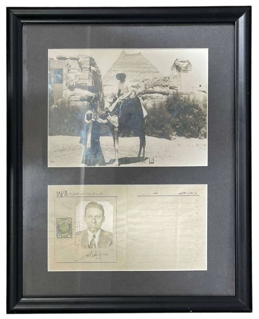 Vintage Framed Photo and Passport: Vintage Framed Photo and Passport