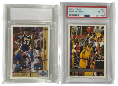 1997 Topps Kobe Bryant Graded 6 and Michael Jordon Trading Card
