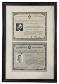 Framed Vintage Certificate Of Naturalization Documents
