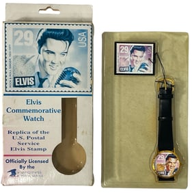 Elvis Commemorative Watch and US Replica US Postal Stamp