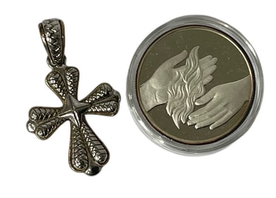 Silver Cross and Coin Collection