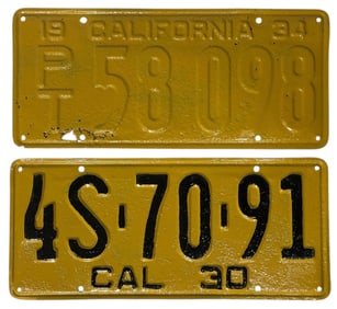 Vintage Liences Plates | Califorina
