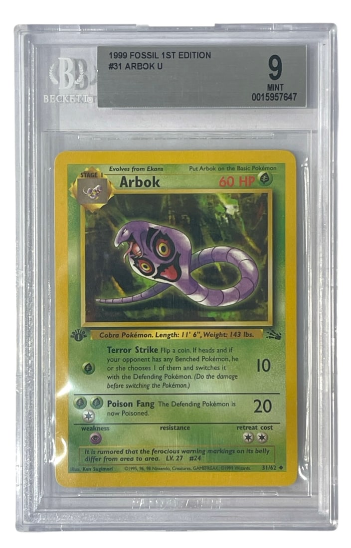 1999 Fossil 1st Edition | No. 31 | Arbok | Graded 9: 1999 Fossil 1st Edition | No. 31 | Arbok | Graded 9