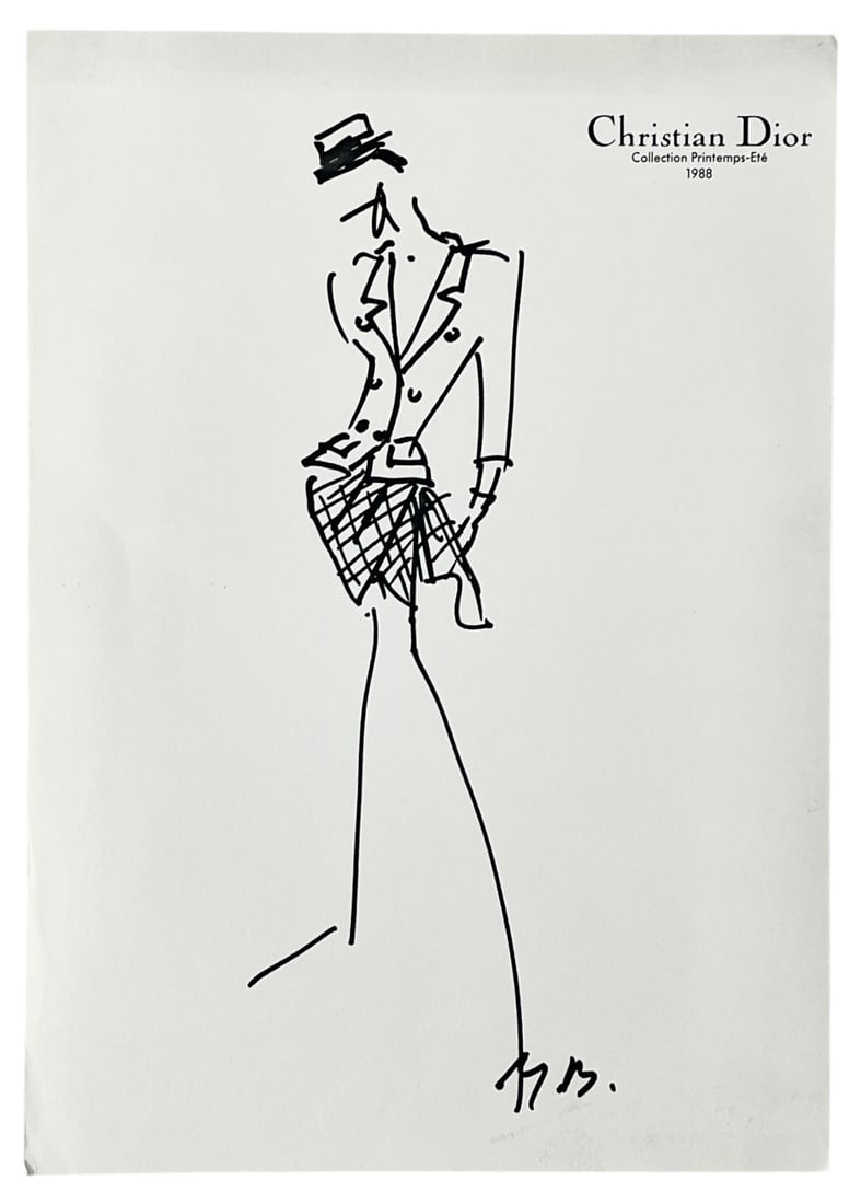 Christian Dior | Original Designer Sketch | One of a Kind Artwork: AUTHENTICATION HAS NOT BEEN PERFORMED TO GUARANTEE VERIFICATION | All purchases are made at the buyers discretion