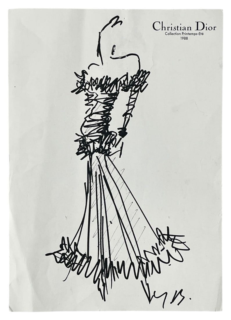 Christian Dior | Original Designer Sketch | One of a Kind Artwork: AUTHENTICATION HAS NOT BEEN PERFORMED TO GUARANTEE VERIFICATION | All purchases are made at the buyers discretion