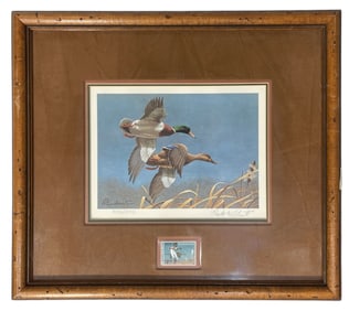 Framed Print and Stamp By Artist Richard Plasschaert