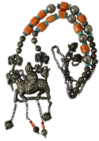 Qing Dynasty Silver Necklace With A Pendant