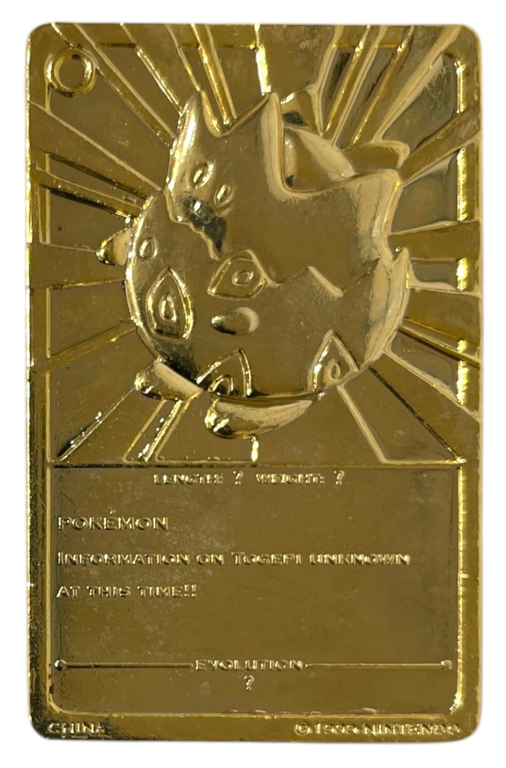 Burger King 1999 Pokemon Togepi 23K Gold Plated Trading Card: AUTHENTICATION HAS NOT BEEN PERFORMED TO GUARANTEE VERIFICATION | All purchases are made at the buyers discretion