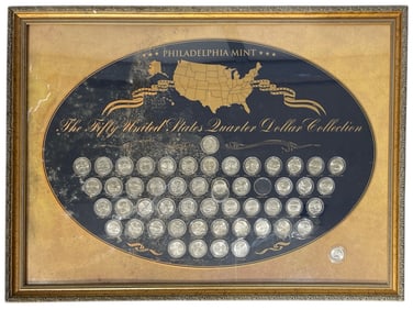 Framed Philadelphia Mint | The Fifty US Quarter Dollar Collection