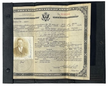 Vintage United States Certificate of Naturalization for James Casarola