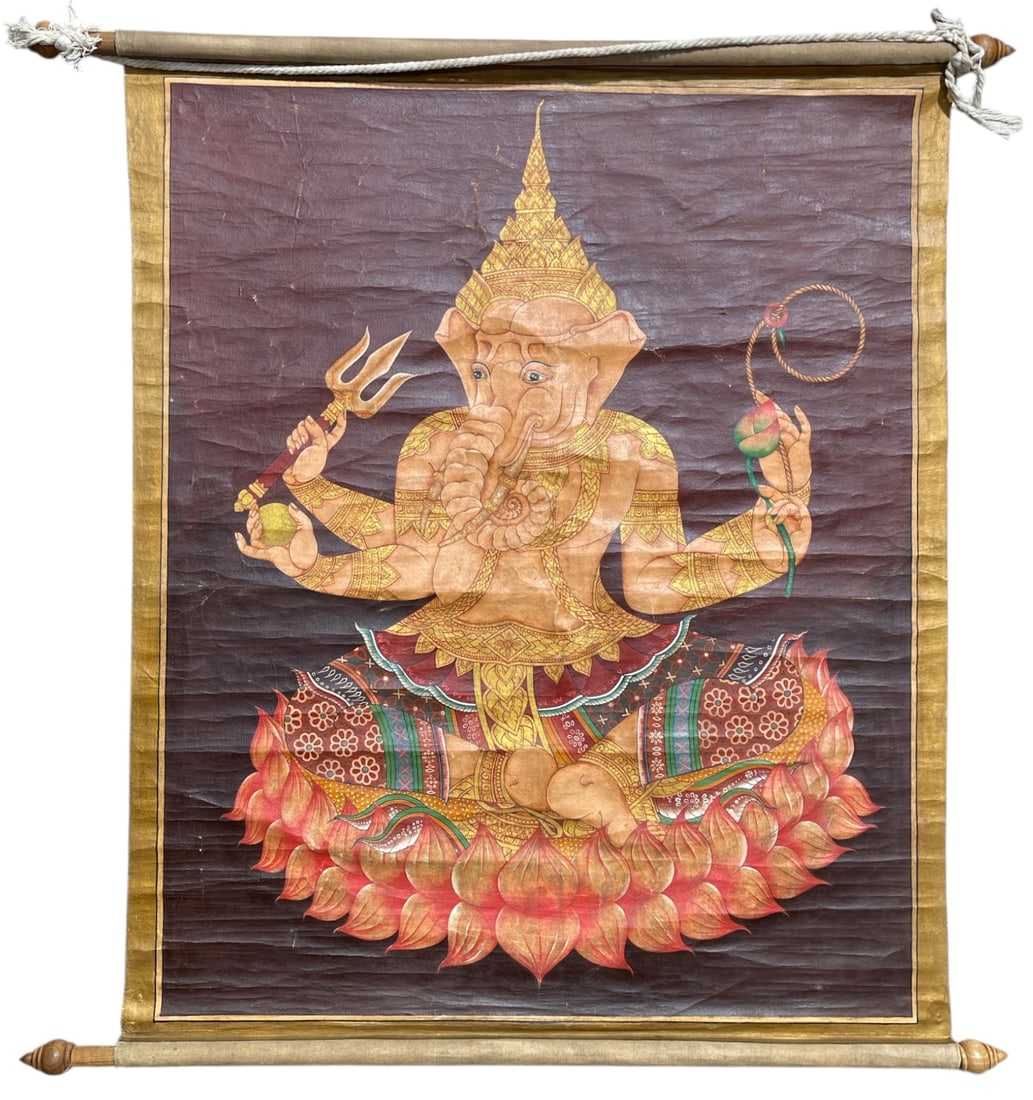 Traditional Thai Painting of the Hindu deity Ganesha: Traditional Thai Painting of the Hindu deity Ganesha