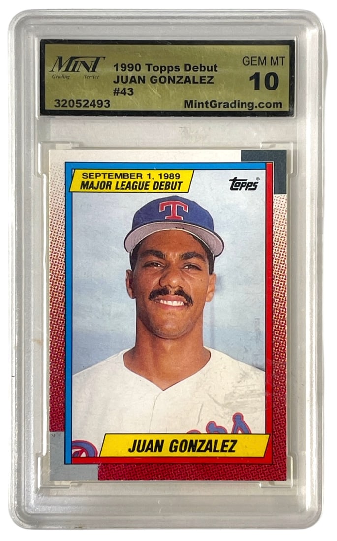 1990 Topps Debut | Juan Gonzalez | No. 43 | Graded 10 (1 of 2)
