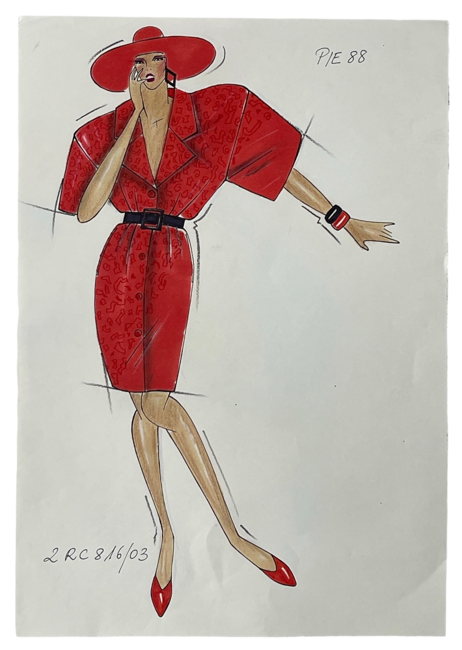 Christian Dior | Original Designer Sketch | One of a Kind Artwork: Christian Dior | Original Designer Sketch | One of a Kind Artwork