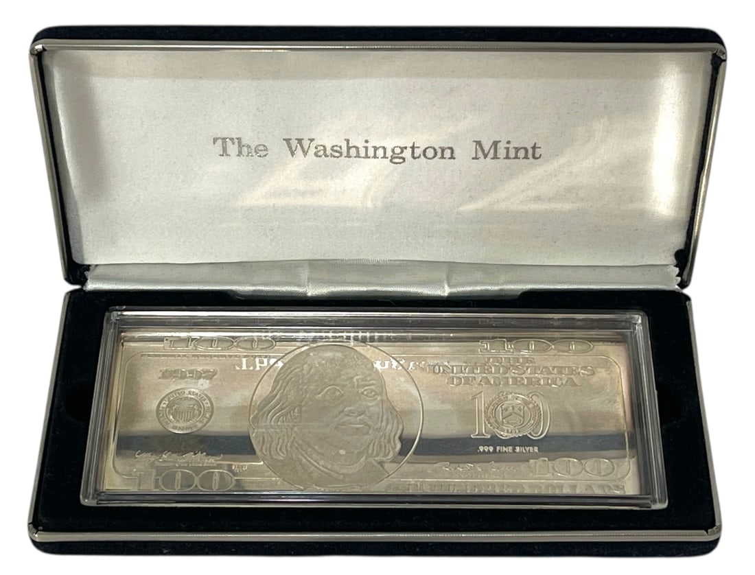 1997 Washington Mint Franklin 100 Dollar Bill | Silver Proof Bar (1 of 3)