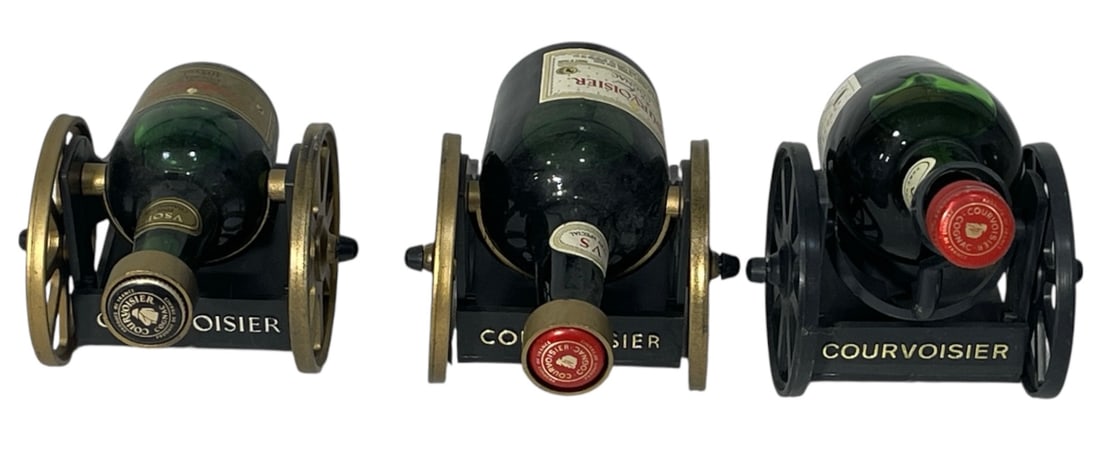 Courvoisier Cognac Miniature Bottles in Decorative Cannon Holders: Courvoisier Cognac Miniature Bottles in Decorative Cannon Holders
