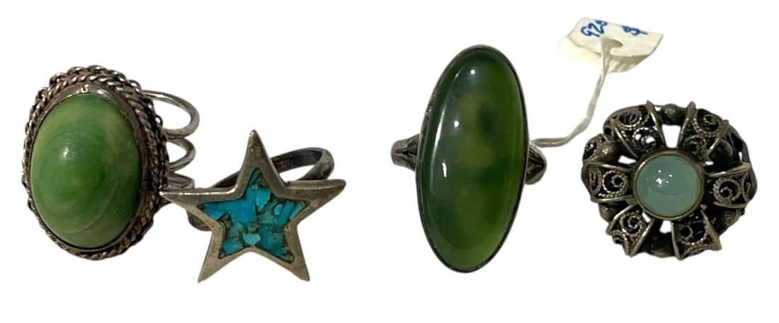 Silver Ring Collection: AUTHENTICATION HAS NOT BEEN PERFORMED TO GUARANTEE VERIFICATION | All purchases are made at the buyers discretion