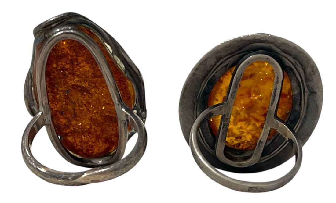 Silver Amber Ring Collection - 2