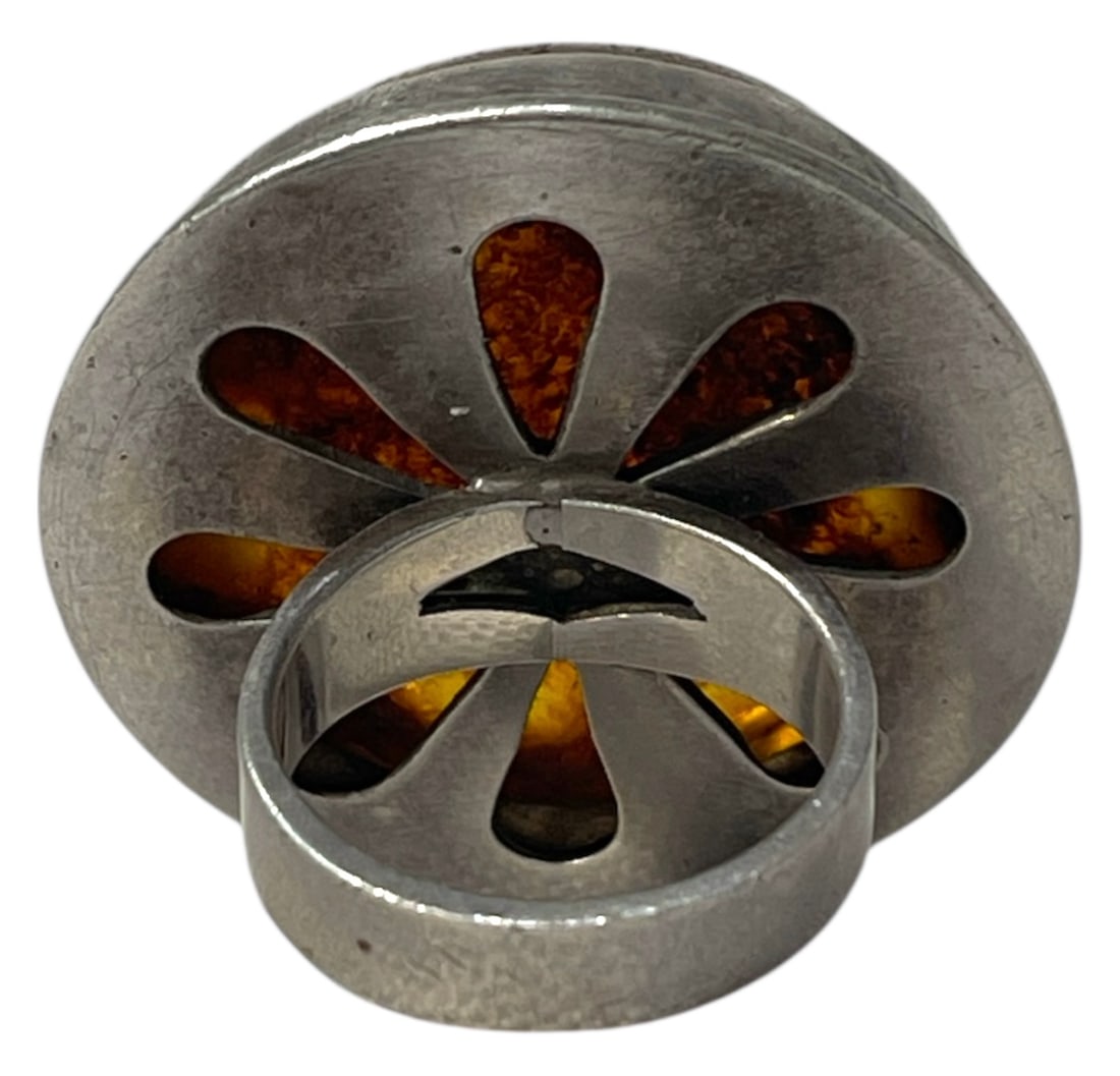 Silver Amber Ring - 2
