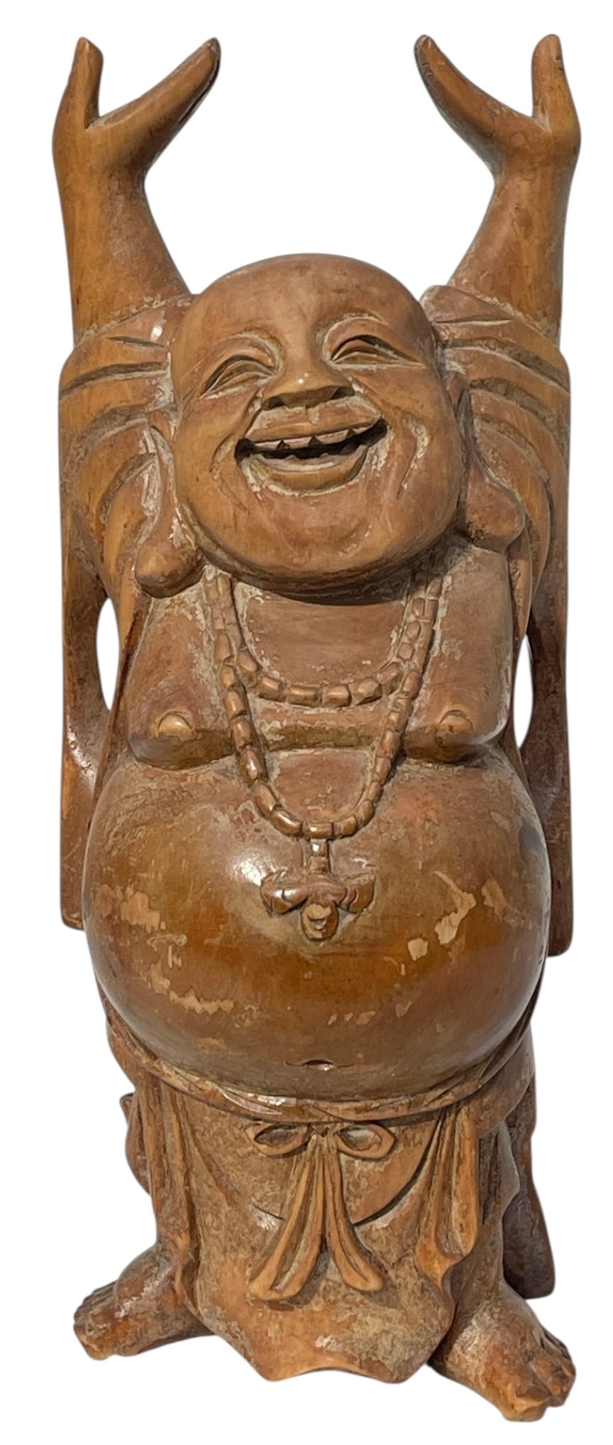 Hand Carved Wooden Statue of a Happy Buddha (1 of 5)