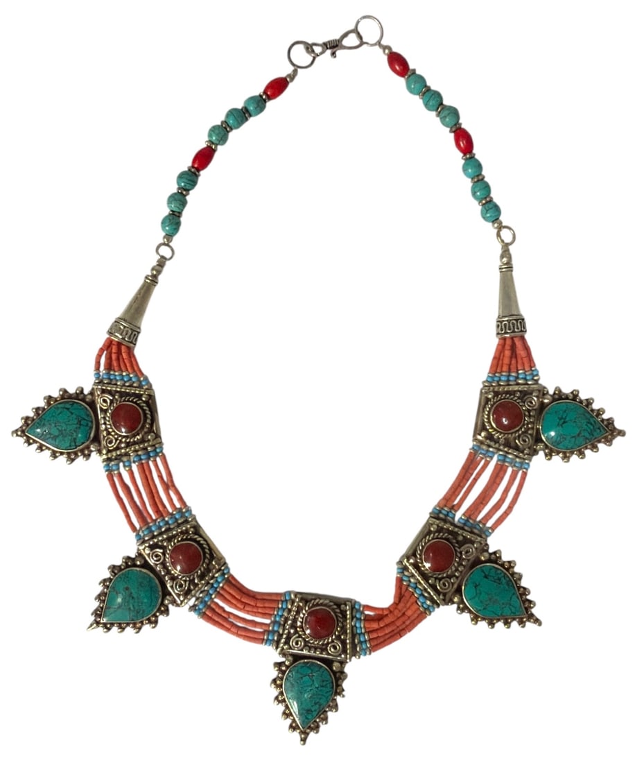 Tibetan Style Turquoise Necklace (1 of 2)