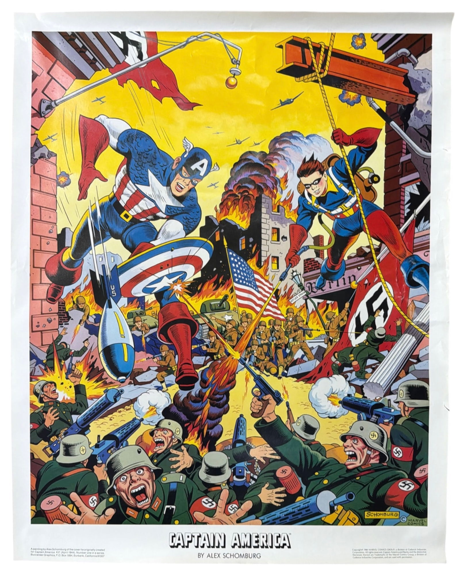 Captain America Poster By Alex Schomburg: Captain America Poster By Alex Schomburg