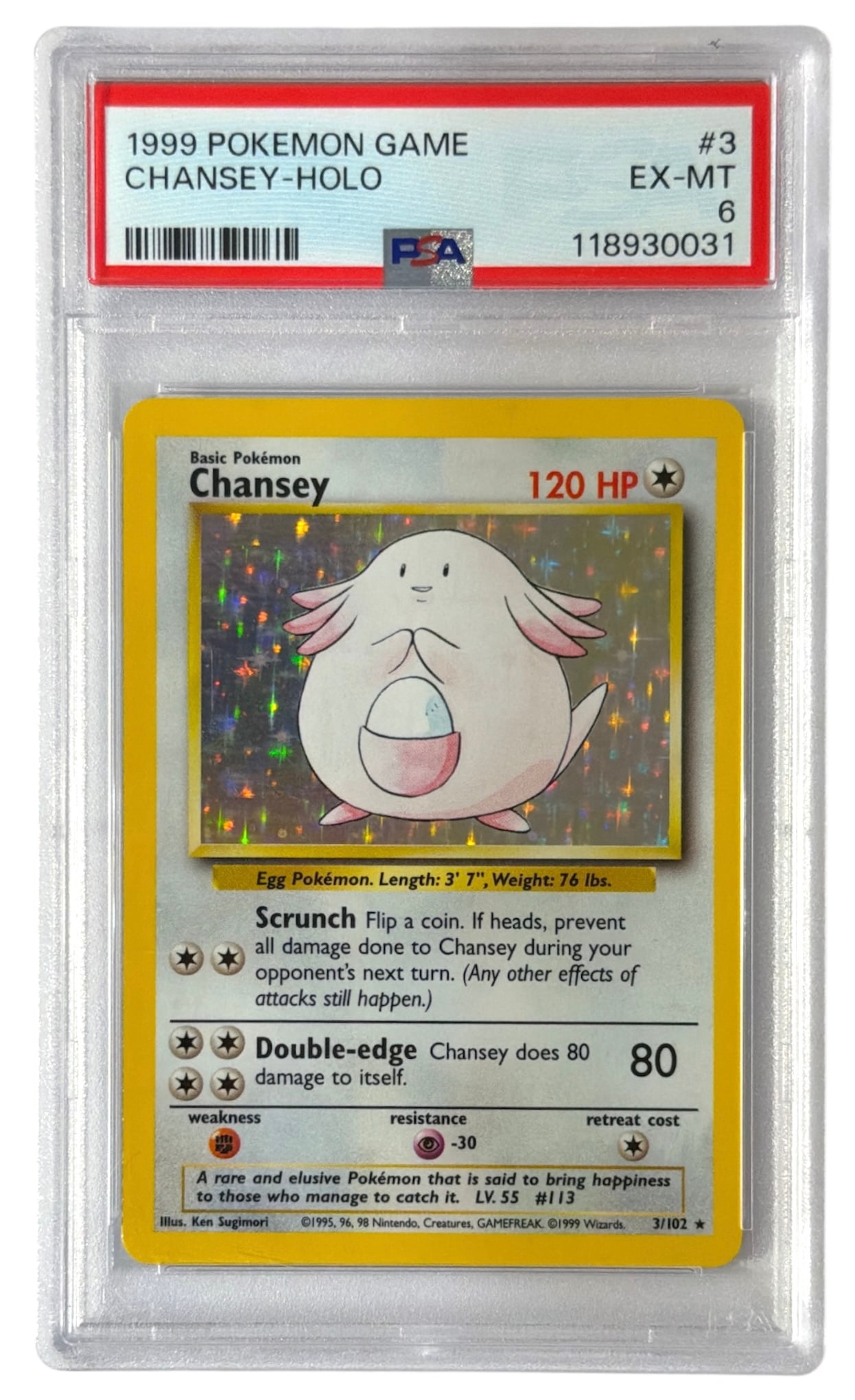 1999 Chansey | Pokemon Game HOLO | No. 3 | Graded 6: 1999 Chansey | Pokemon Game HOLO | No. 3 | Graded 6