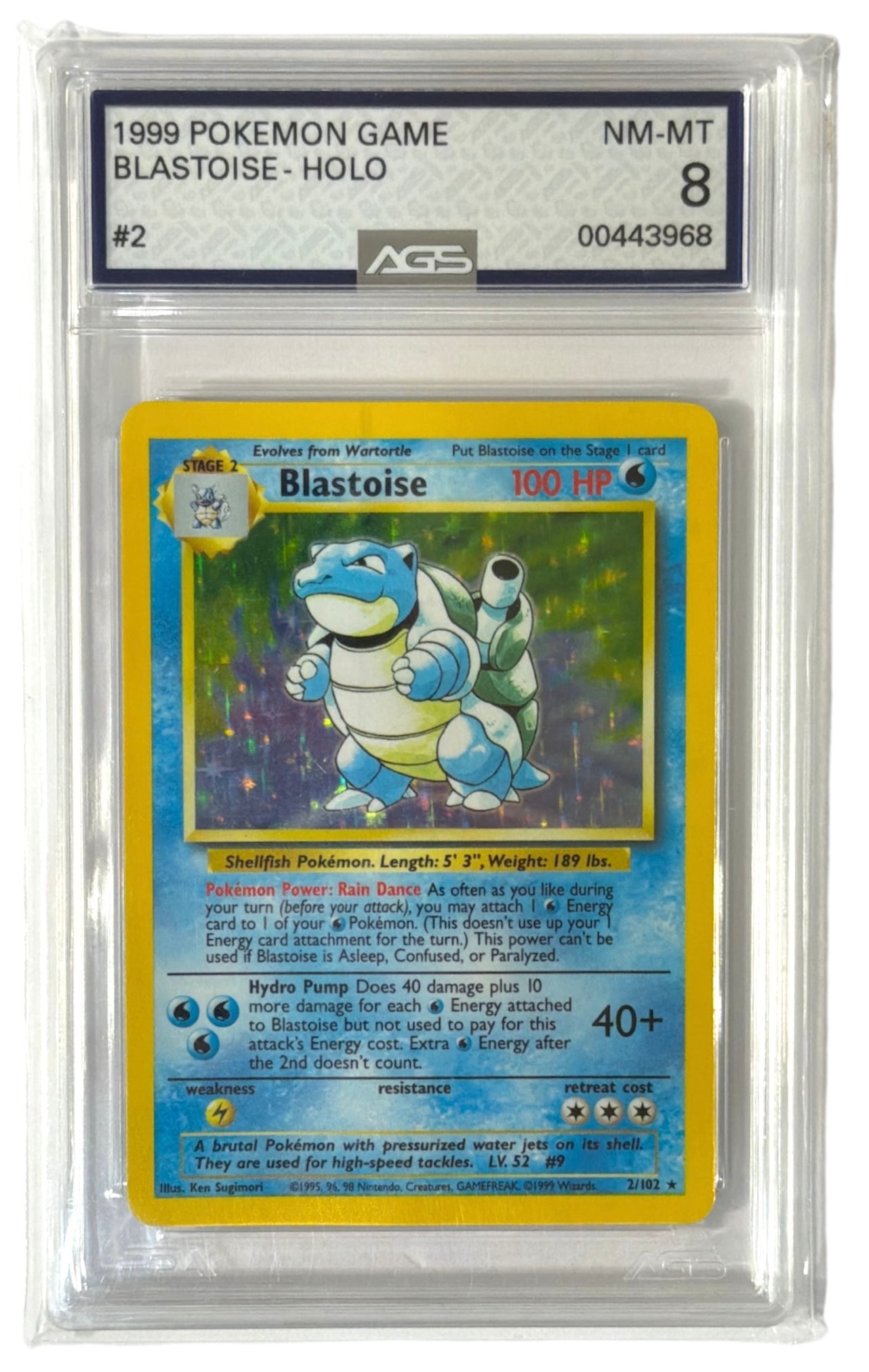 1999 Blastoise | Pokemon Game HOLO | No. 2 | Graded 8: 1999 Blastoise | Pokemon Game HOLO | No. 2 | Graded 8