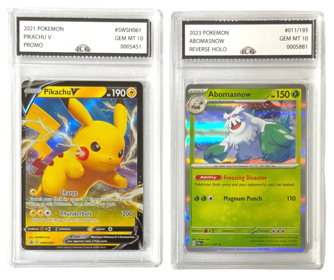 2021 and 2023 Pikachu and Abomasnow | Pokemon Trading Cards | Graded 10 (1 of 2)
