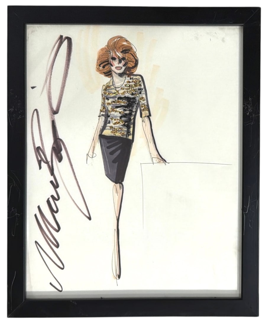 Framed Original Sketch Drawing Signed by Designer Mark Zunino: Framed Original Sketch Drawing Signed by Designer Mark Zunino