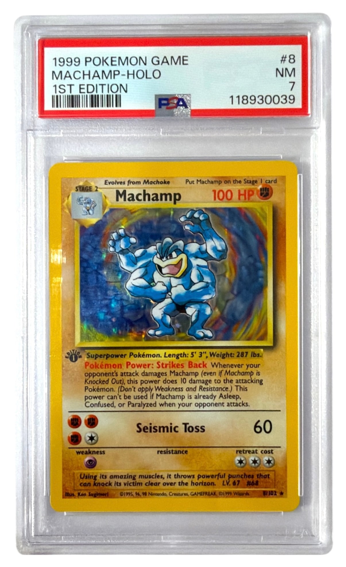 1999 Machamp | 1st Edition Pokemon Game HOLO | No. 8 | Graded 7: 1999 Machamp | 1st Edition Pokemon Game HOLO | No. 8 | Graded 7