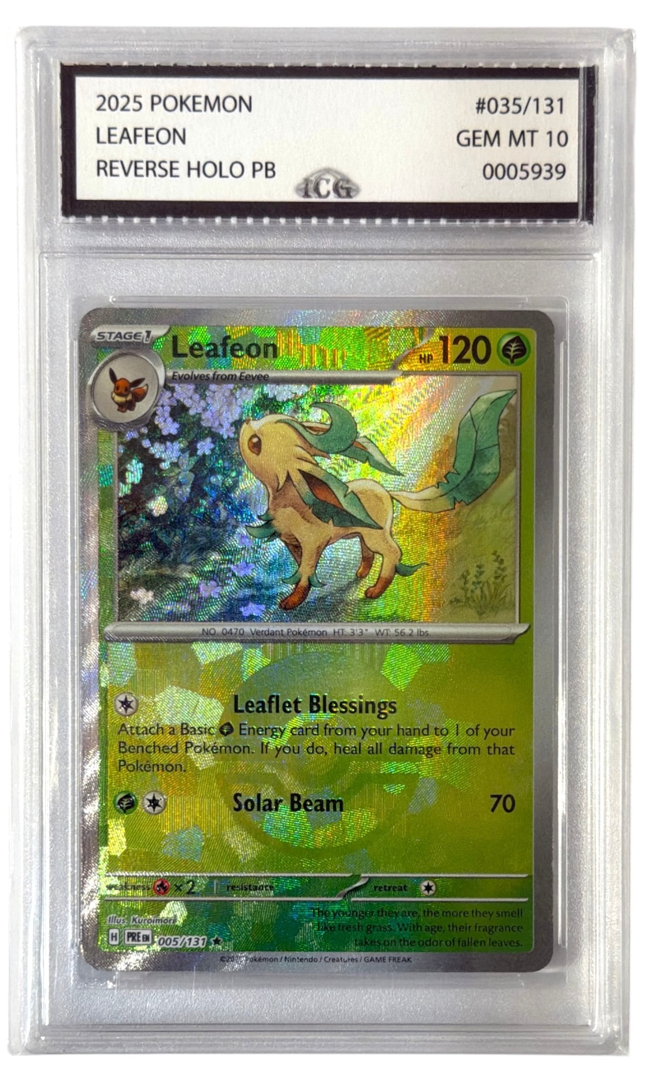 2025 Leafeon | Pokemon Reverse HOLO | No. 35 | Graded 10: 2025 Leafeon | Pokemon Reverse HOLO | No. 35 | Graded 10