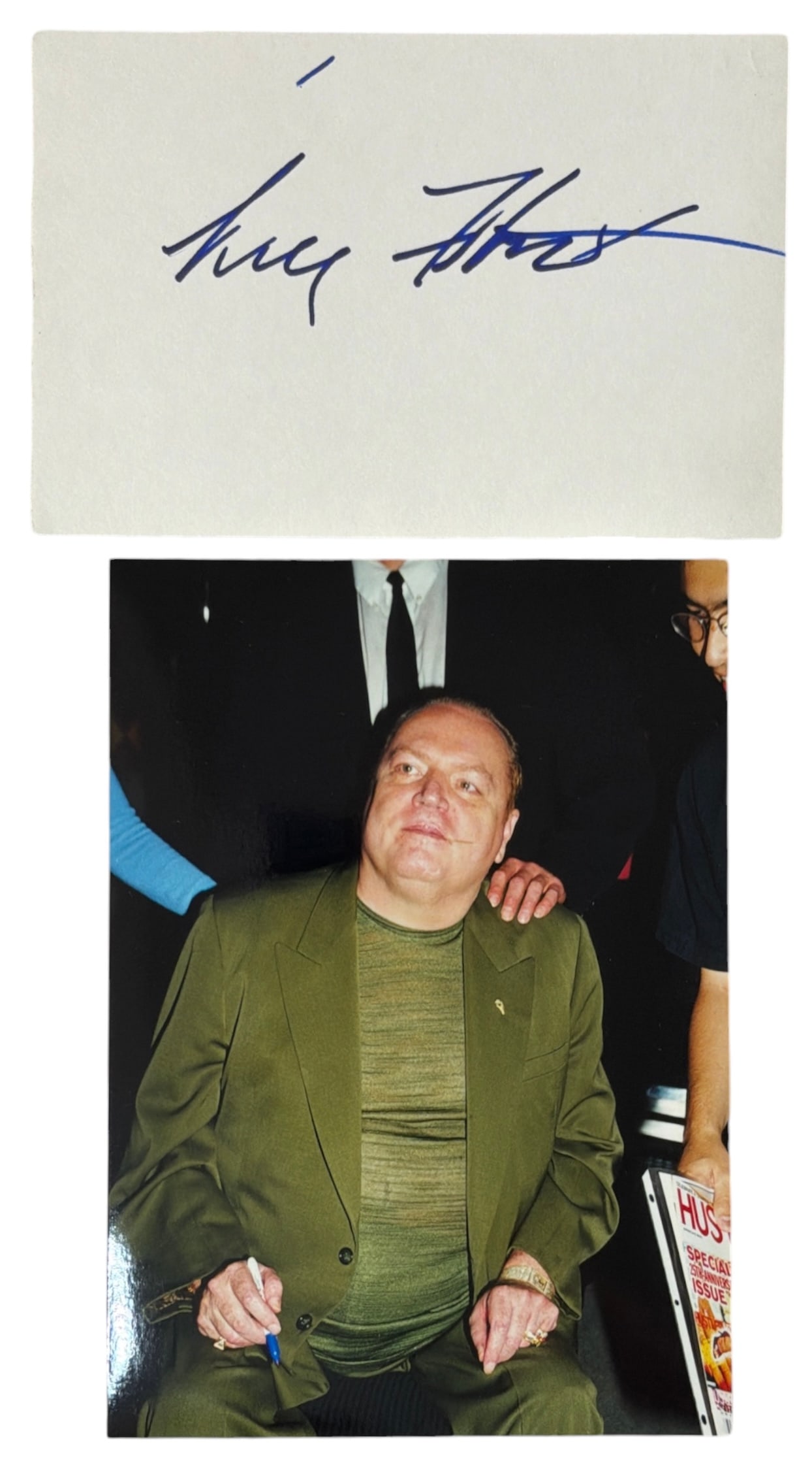 Autograph of Larry Flynt and Photo | no coa: AUTHENTICATION HAS NOT BEEN PERFORMED TO GUARANTEE VERIFICATION | All purchases are made at the buyers discretion