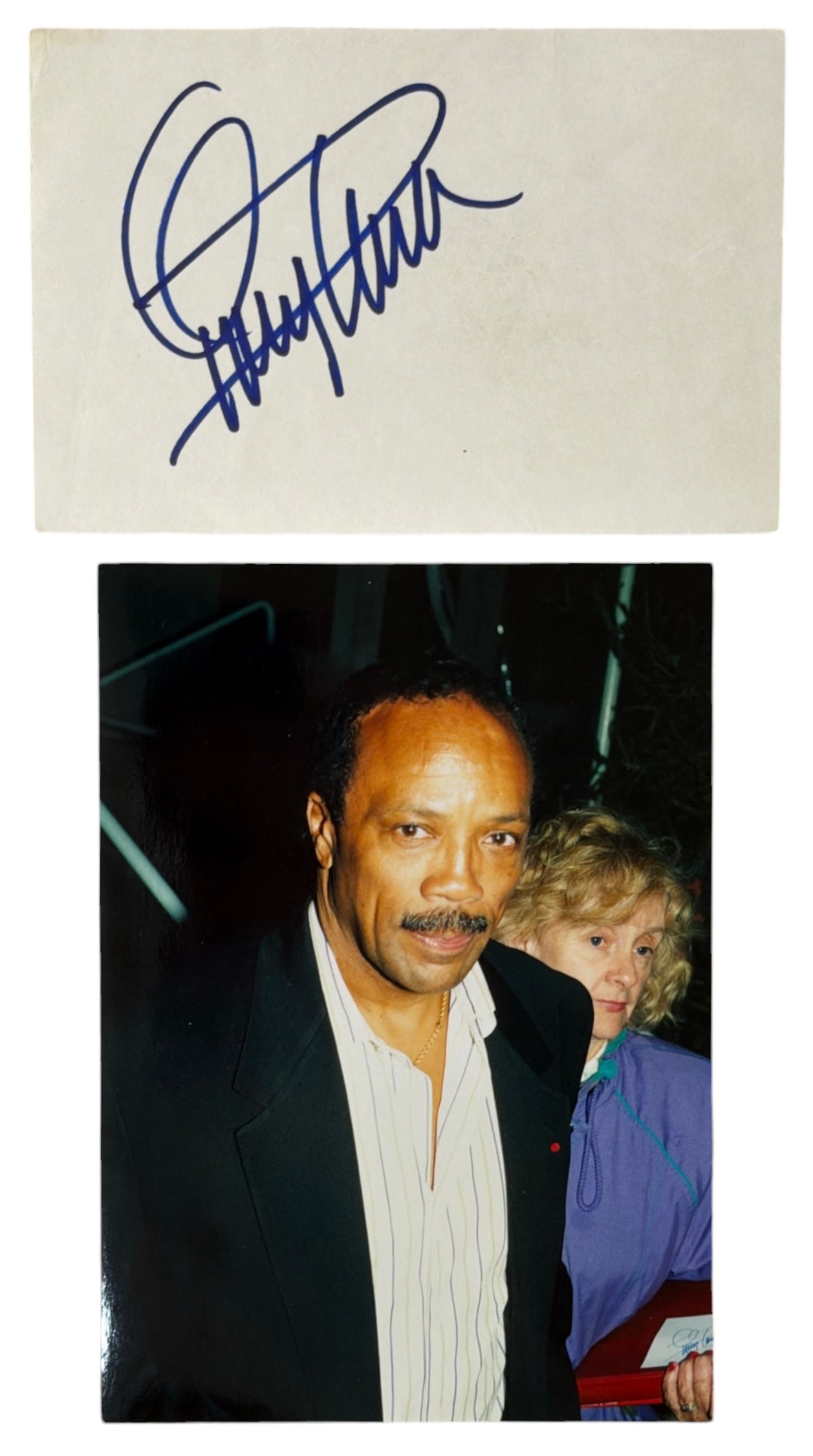 Autograph of Quincy Jones and Photo | no coa: AUTHENTICATION HAS NOT BEEN PERFORMED TO GUARANTEE VERIFICATION | All purchases are made at the buyers discretion