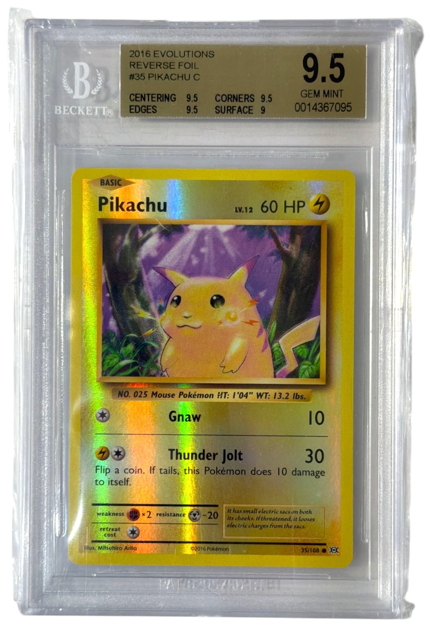 2016 Pikachu | Pokemon Evolutions | No. 35 | Graded 9.5: 2016 Pikachu | Pokemon Evolutions | No. 35 | Graded 9.5
