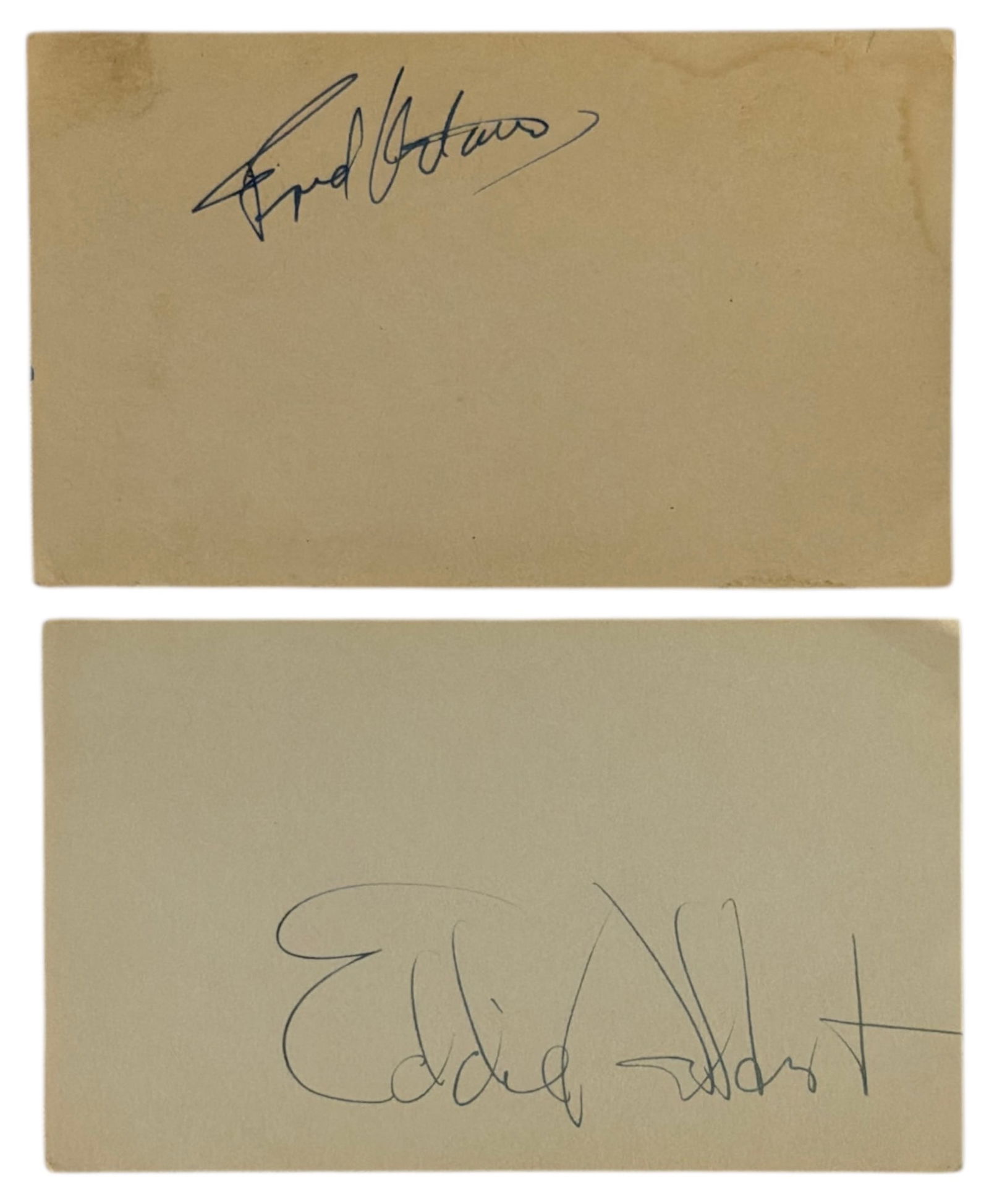 Celebrity Autographs of Fred Astaire and Eddie Albert | no coa: AUTHENTICATION HAS NOT BEEN PERFORMED TO GUARANTEE VERIFICATION | All purchases are made at the buyers discretion