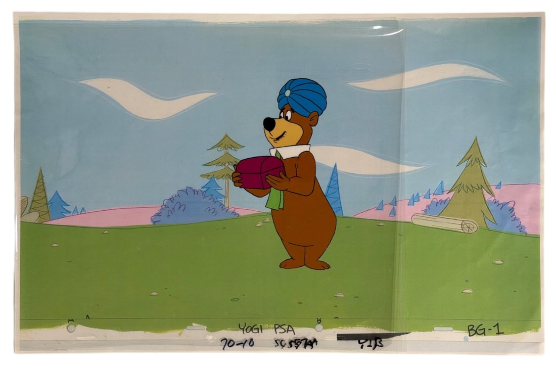Hanna Barbera Studio Animation Cel of Yogi Bear: Hanna Barbera Studio Animation Cel of Yogi Bear