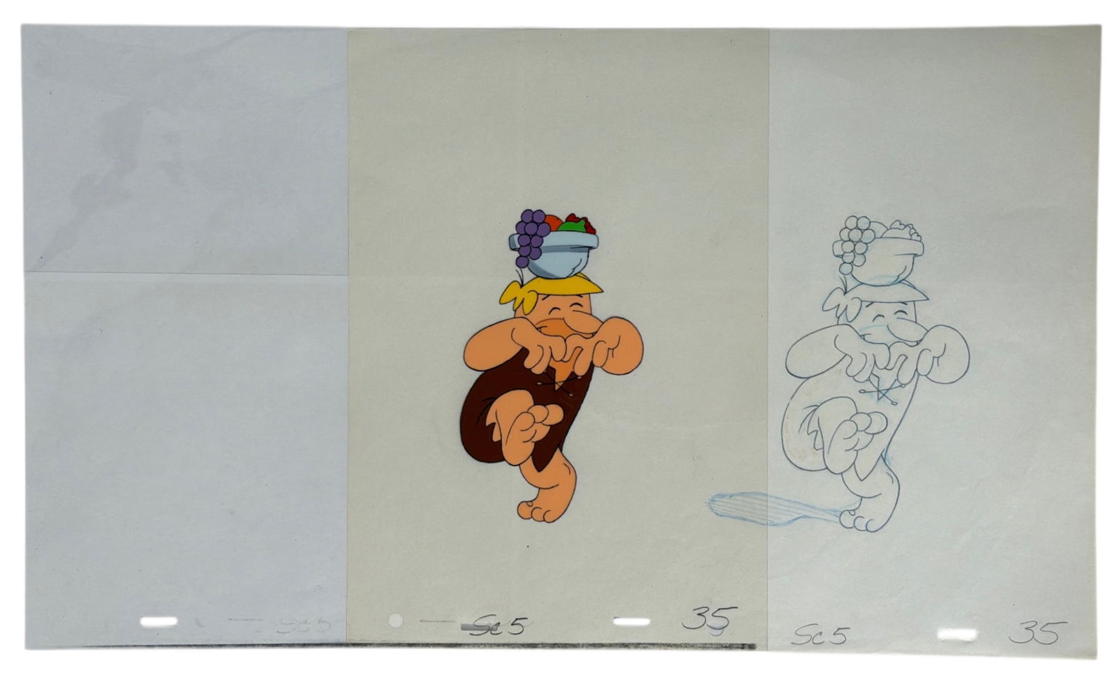 Original Hand Drawn and Animation Cel of Barney Rubble From The Flintstones: Original Hand Drawn and Animation Cel of Barney Rubble From The Flintstones