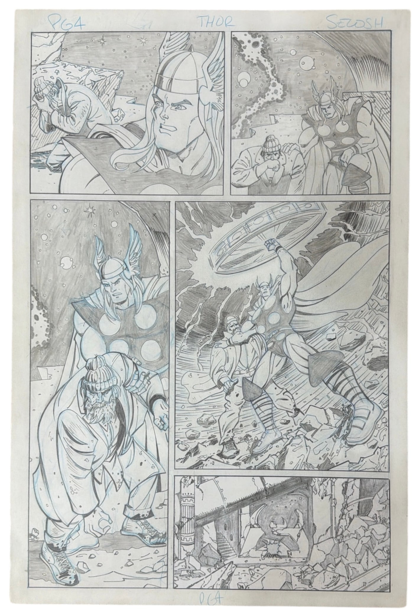 Hand Drawn Comic Book Page of Thor: AUTHENTICATION HAS NOT BEEN PERFORMED TO GUARANTEE VERIFICATION | All purchases are made at the buyers discretion