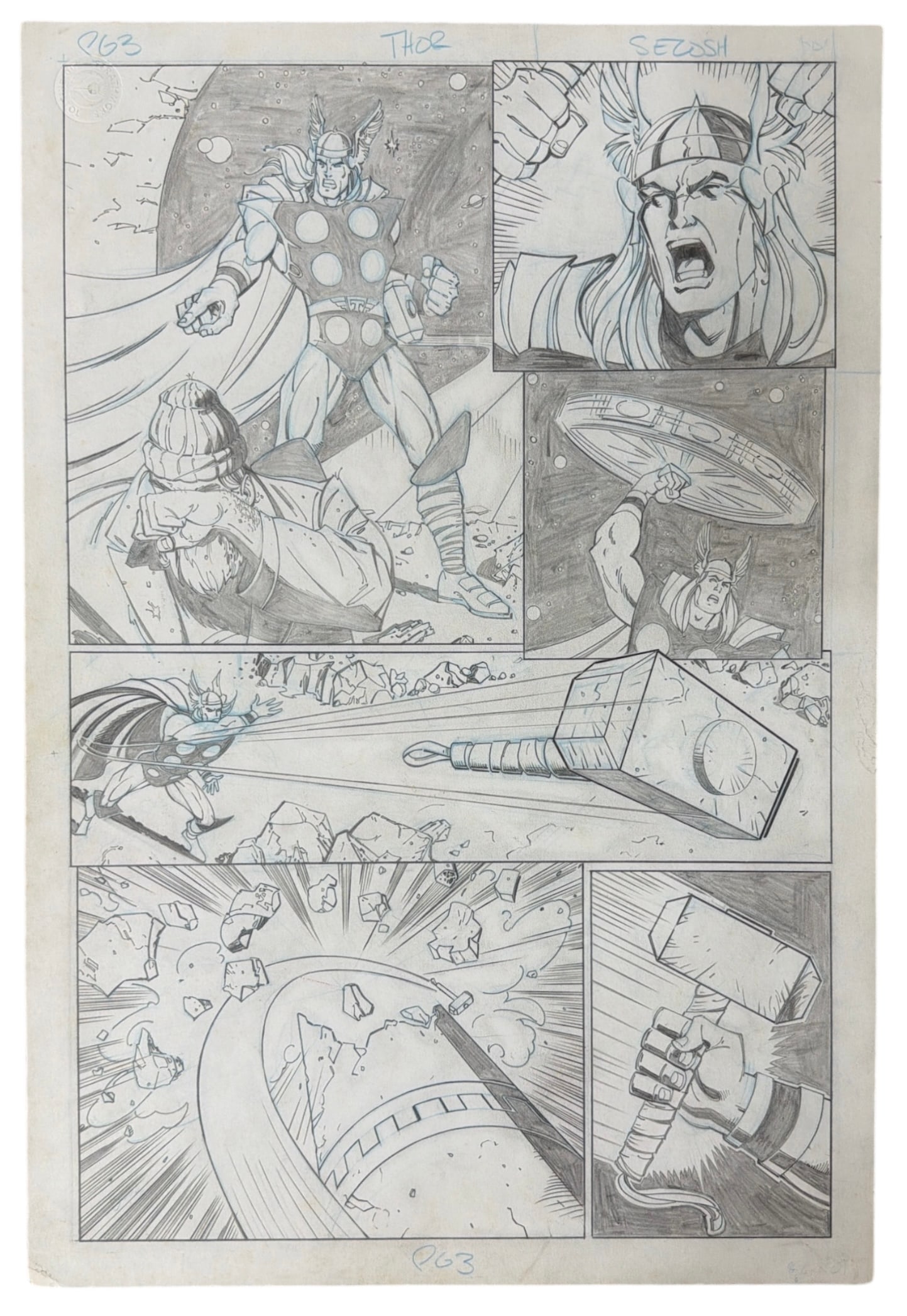 Hand Drawn Comic Book Page of Thor: AUTHENTICATION HAS NOT BEEN PERFORMED TO GUARANTEE VERIFICATION | All purchases are made at the buyers discretion