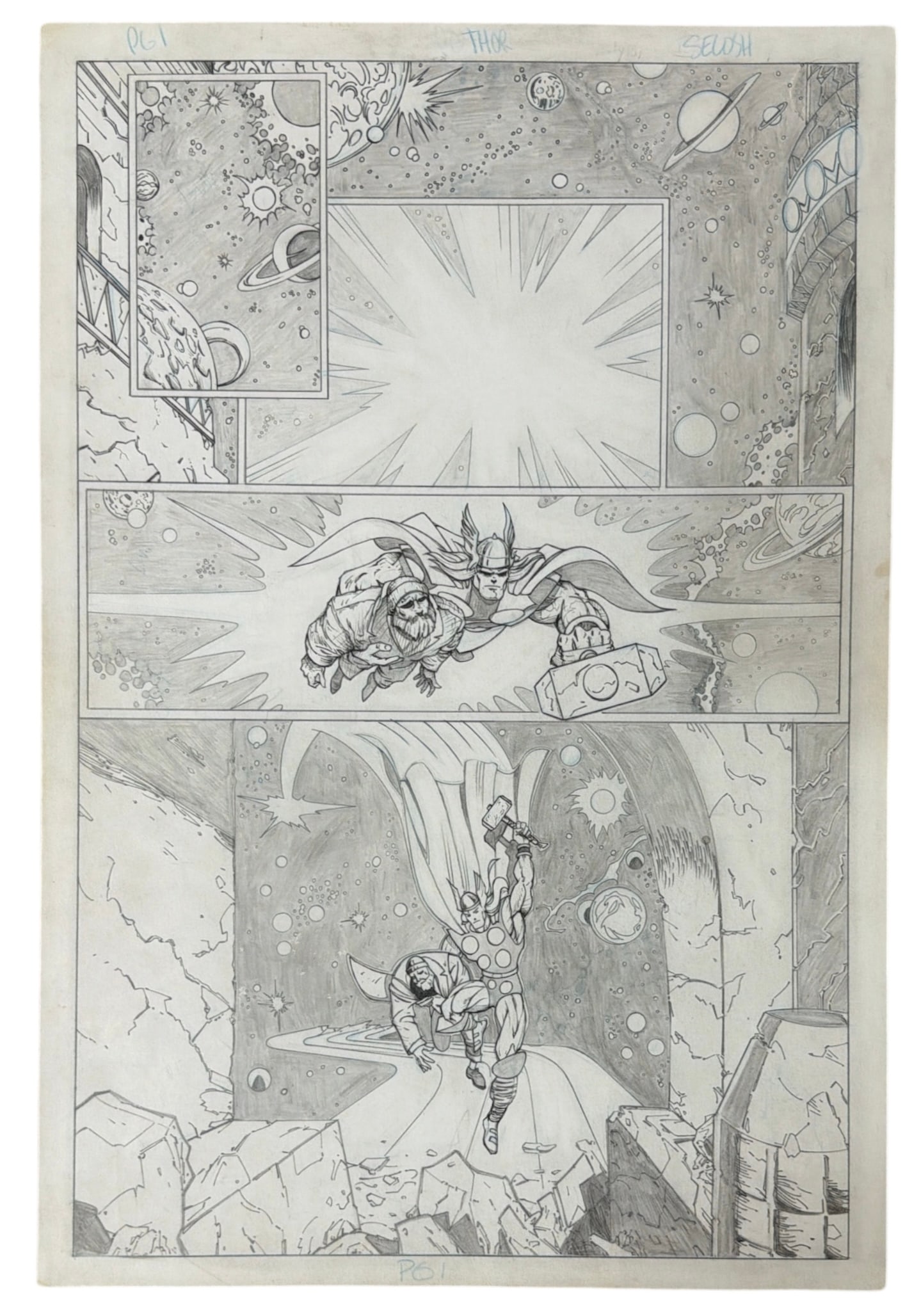 Hand Drawn Comic Book Page of Thor: AUTHENTICATION HAS NOT BEEN PERFORMED TO GUARANTEE VERIFICATION | All purchases are made at the buyers discretion