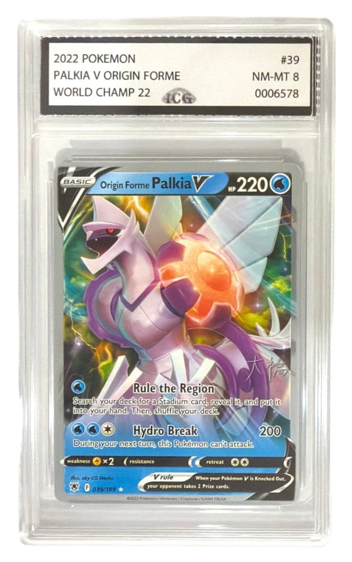 2022 Pokemon World Champ 22 Palkia V Origin Forme | No. 39 | Graded 8: 2022 Pokemon World Champ 22 Palkia V Origin Forme | No. 39 | Graded 8