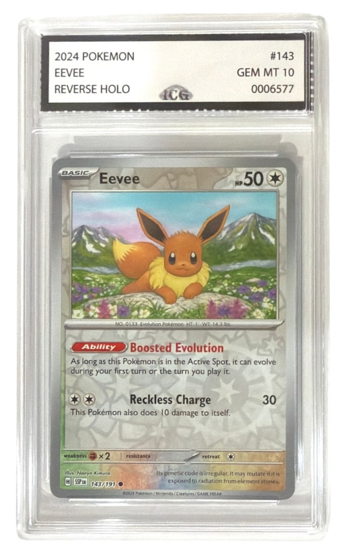 2024 Pokemon Reverse HOLO Eevee | No. 143 | Graded 10 (1 of 2)